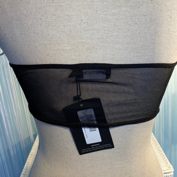 Pretty Little Thing Black Mesh Ring Detail Bandeau Top Size 6 NWT - Picture 7 of 17